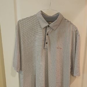 Greg Norman XXL Collection Grey and White Striped Polo